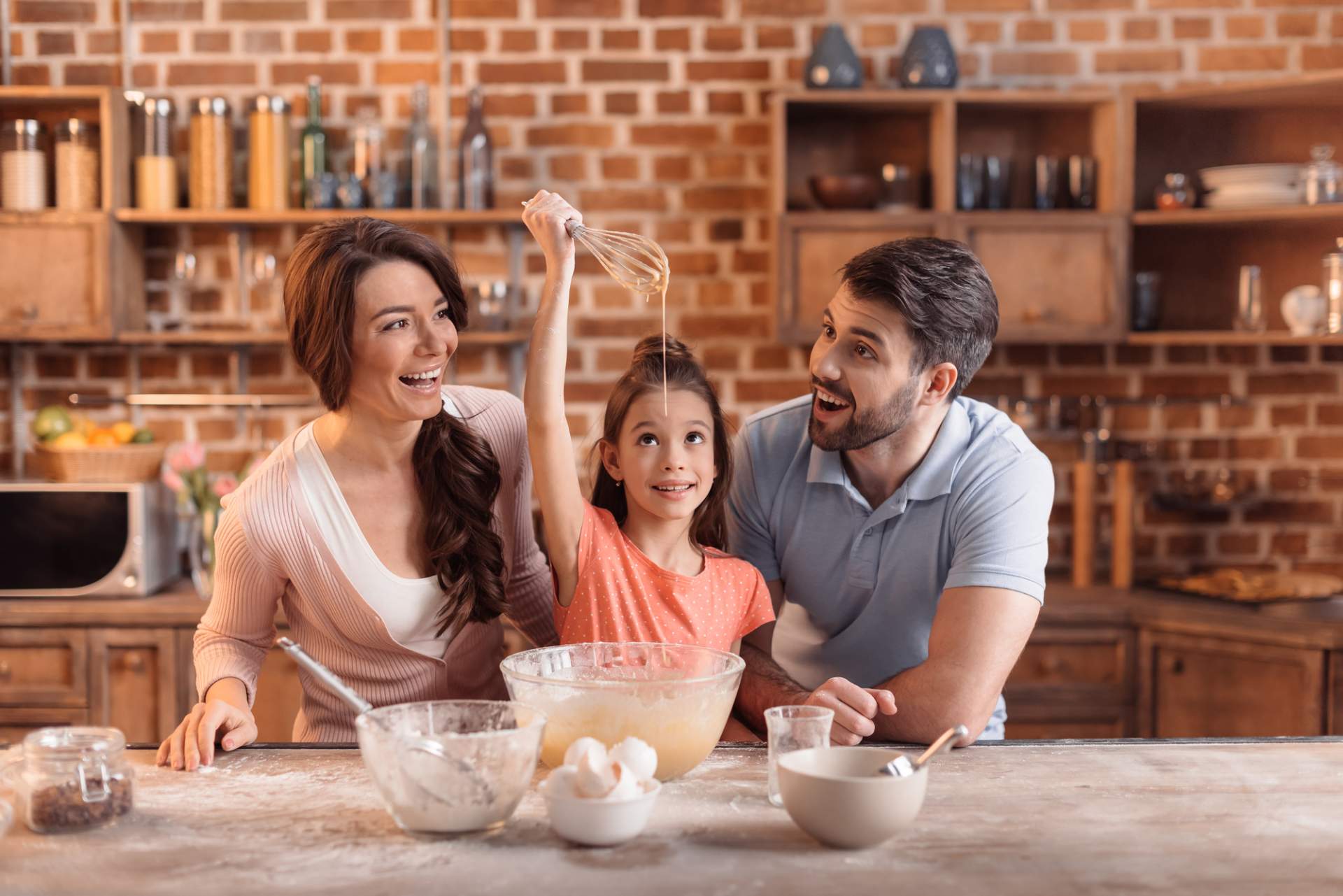 Family cooking together